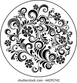  monochrome floral ornament - vector