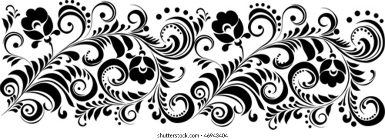 monochrome floral ornament - vector