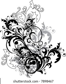 monochrome floral ornament - vector