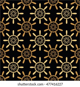 Monochrome floral pattern, circle, seamless vector background.