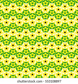 Monochrome floral pattern, circle, spiral, spot, tile, grid, seamless vector background