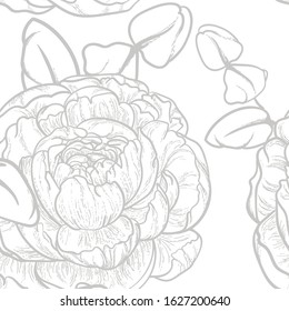 Monochrome floral pattern design. Vector seamless pattern template
