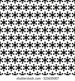 Monochrome floral pattern, dot, seamless vector background.
