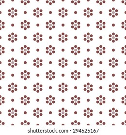 Monochrome floral pattern of dots seamless vector background.