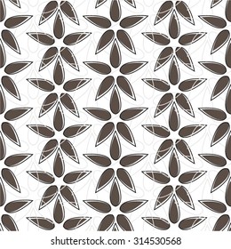 Monochrome floral pattern, geometry, seamless vector background.