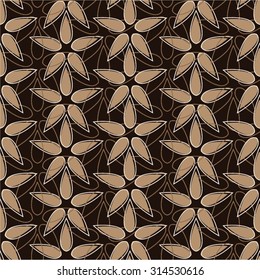 Monochrome floral pattern, geometry, seamless vector background.