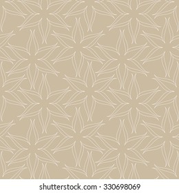 Monochrome floral pattern, line, seamless vector background.