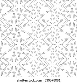 Monochrome floral pattern, line, seamless vector background.