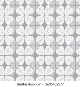 Monochrome floral pattern in lines, simple, seamless vector background.