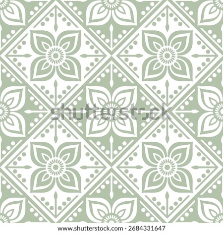 Monochrome floral pattern, muted pastel colors, seamless vector