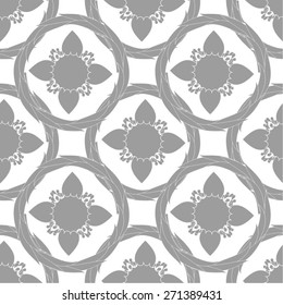 Monochrome floral pattern, seamless vector background.
