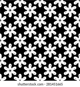 monochrome floral pattern, seamless vector background.