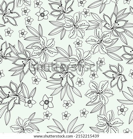 Monochrome floral pattern seamless. Vector illustration for textile industry.