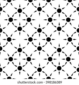 Monochrome floral pattern, star. Seamless vector background.