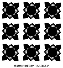 Monochrome floral pattern, vector background.