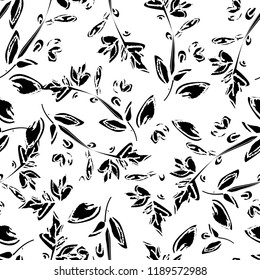 monochrome floral seamless, ornament pattern abstract vector illustration