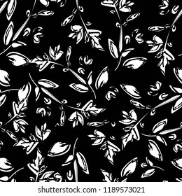 monochrome floral seamless, ornament pattern abstract vector illustration