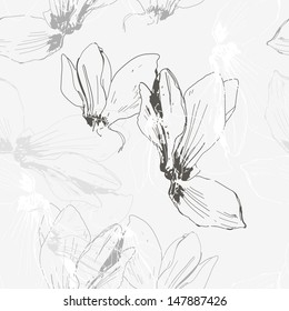 Monochrome floral seamless  pattern.