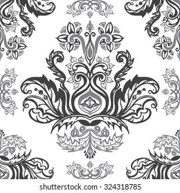 Monochrome floral seamless pattern.
