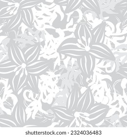 Monochrome Floral seamless pattern background for fashion textiles, graphics, backgrounds and crafts