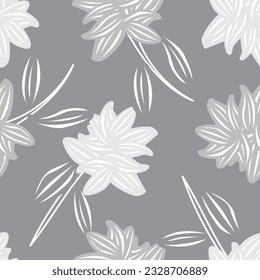 Fondo de patrón monocromo floral sin costuras para textiles de moda, gráficos, fondos y artesanías
