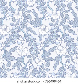 Monochrome Floral seamless pattern. Hand drawn illustration of flowers. vector  background for textile, print, wallpapers, wrapping.