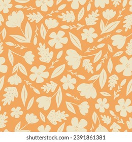 monochrome floral seamless pattern with silhouettes of flowers and leaves for textile prints, wallpaper, wrapping paper, scrapbooking, stationary, etc. EPS 10