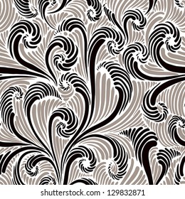 Monochrome floral seamless pattern, vector background.