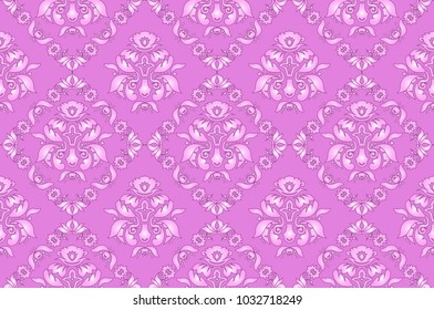 Monochrome flower pattern,seamless background.Pink Wallpaper.Retro Wallpaper.Royal wallpaper.Vector.EPS10.