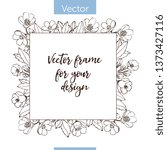 monochrome flower vector frame. template with place for text