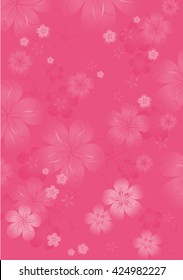 Monochrome Flowers background of pink-crimson color . Flowers design. Vector abstract illustration. 