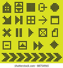 monochrome fluorescent dot-based icon set. more icons are available