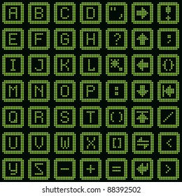 monochrome fluorescent dot-based keyboard icons set for control screens and web design. more icons are available. vector illustration