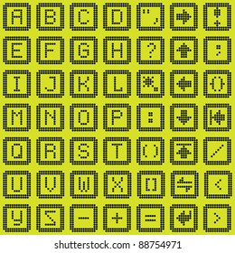 monochrome fluorescent dot-based keyboard icons set for control screens and web design. more icons are available. vector illustration