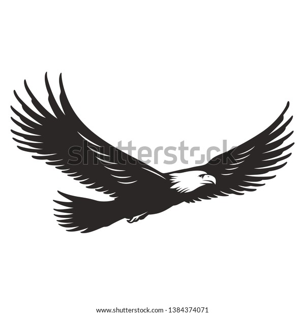 Monochrome Flying Eagle Template Vintage Style Stock Vector (Royalty ...