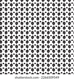 Monochrome folk art floral seamless vector pattern. Endless repeat of botanical bloom background. 