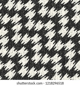 Monochrome Folk Checkered Brushed Textured Background. Seamless Pattern.