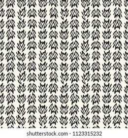 Monochrome Folk Floral Stripe Pattern