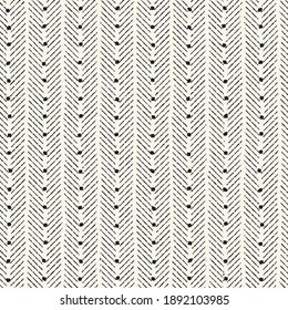 Monochrome Folk Herringbone Stripes Pattern