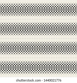 Monochrome Folk Ornamental Stripes. Seamless Pattern.