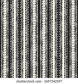 Monochrome Folk Textured Irregularly Striped Pattern