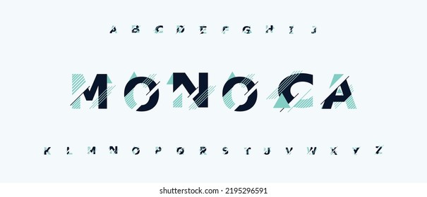 Monochrome fonts monospaced clean abstract geometric typeface set