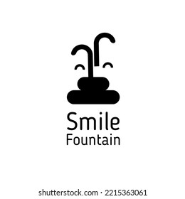 monochrome fountain logo with smile