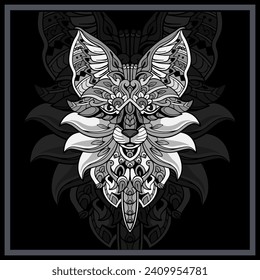 Monochrome Fox head mandala arts.