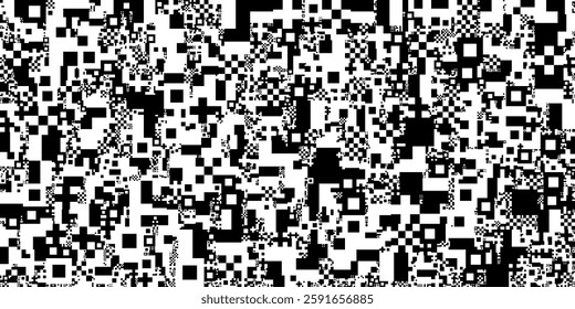 Monochrome Fractal Grid Pattern for Digital Abstract Background Design