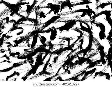  monochrome fragment abstract modern painting background with expressive strokes of brush. Vector Illustration