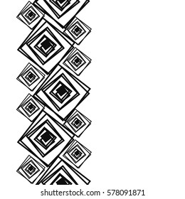 Monochrome frame abstractionism style. Seamless border for design. Black and white background. Minimalistic art tiles.