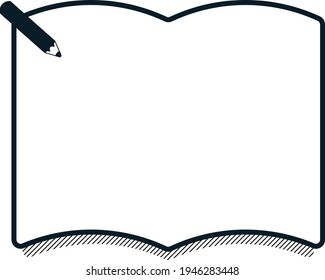 Monochrome frame for books and notebooks with pencils