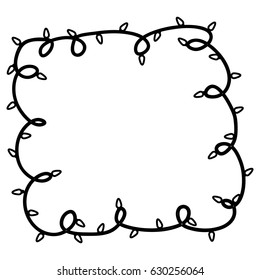 monochrome frame with extension cord lights christmas vector illustration