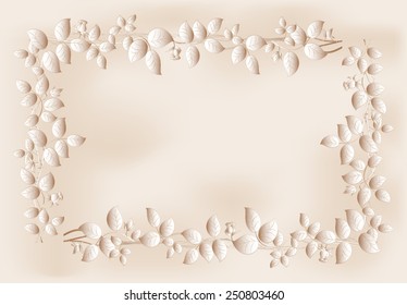 Monochrome frame from flowers and leaves. EPS10 vector illustration.